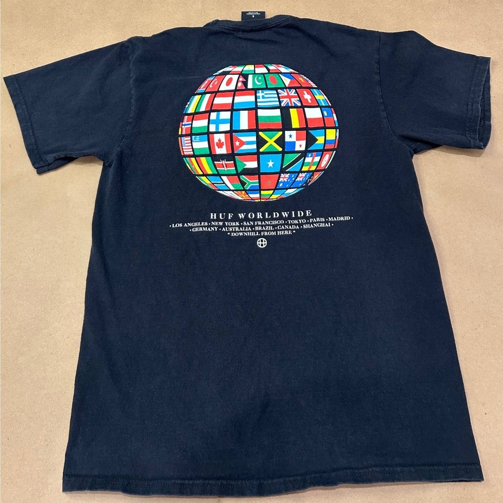 HUF Worldwide Black Downhill From Here T-Shirt Mens Small - Picture 5 of 7
